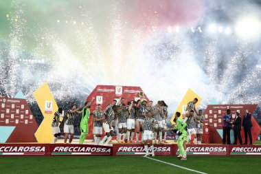 Roma, İtalya 15.05.2024: ITALY CUP 2023-2024, Coppa Italia Frecciarossa, futbol maçı Atalanta Bergamasca ile FC Juventus arasında Roma Olimpiyat Stadyumu 'nda oynandı..