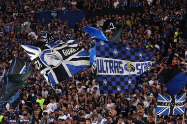 Roma, İtalya 15.05.2024: Atalanta taraftarları ITALY CUP 2023-2024, Coppa Italia Frecciarossa, futbol maçı Atalanta Bergamasca FC Juventus 'a karşı Roma Olimpiyat Stadyumu' nda.