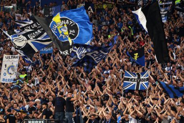 Roma, İtalya 15.05.2024: Atalanta taraftarları ITALY CUP 2023-2024, Coppa Italia Frecciarossa, futbol maçı Atalanta Bergamasca FC Juventus 'a karşı Roma Olimpiyat Stadyumu' nda.