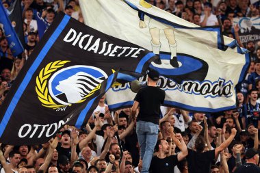 Roma, İtalya 15.05.2024: Atalanta taraftarları ITALY CUP 2023-2024, Coppa Italia Frecciarossa, futbol maçı Atalanta Bergamasca FC Juventus 'a karşı Roma Olimpiyat Stadyumu' nda.