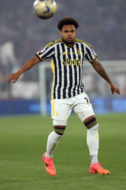 Roma, İtalya 15.05.2024: Juventus 'lu Weston Mckennie İtalya Kupası 2023-2024, Coppa Italia Frecciarossa, futbol karşılaşması Atalanta Bergamasca ile Roma Olimpiyat Stadyumu' nda oynanan FC Juventus maçında.