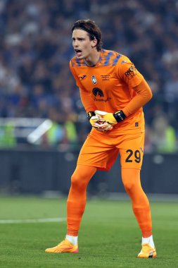 Roma, İtalya 15.05.2024: Atalantalı Marco Carnesecchi ITALY CUP 2023-2024, Coppa Italia Frecciarossa, futbol maçı Atalanta Bergamasca ile Roma 'daki Olimpiyat Stadyumu' nda oynanan karşılaşmada.