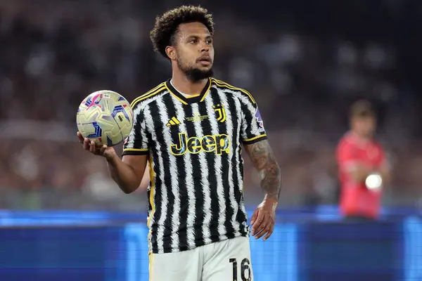 stock image Rome, Italy 15.05.2024:  Weston Mckennie of Juventus in action during  the ITALY CUP 2023-2024, Coppa Italia Frecciarossa, football match Atalanta Bergamasca vs FC Juventus at Olympic Stadium in Rome.