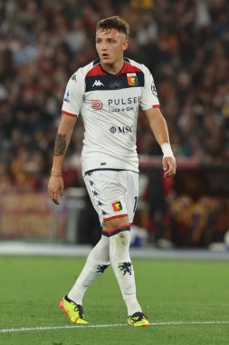 Roma, İtalya 19.05.2024: İtalyan Serisi A TIM 2023-2024 futbol karşılaşmasında Cenova 'dan Mateo Retegui, Roma' daki Olimpiyat Stadyumu 'nda AS ROMA, GENOA Cricket ve Football Club' a karşı..