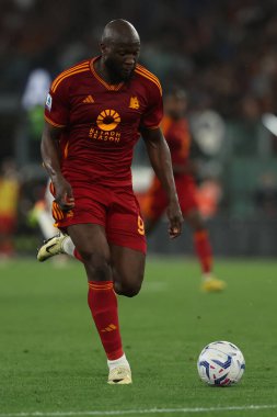 Roma, İtalya 19.05.2024: İtalyan Serie A TIM 2023-2024 futbol karşılaşmasında Romelu Lukaku, Roma 'daki Olimpiyat Stadyumu' nda AS ROMA, GENOA Cricket ve Football Club 'a karşı..