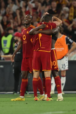 Roma, İtalya 19.05.2024: Roman Romelu Lukaku 1-0 gol attı ve İtalya Serisi A TIM 2023-2024 futbol karşılaşmasında Roma 'daki Olimpiyat Stadyumu' nda AS ROMA-GENOA Cricket ve Football Club karşılaşmasını takımla birlikte kutladı..