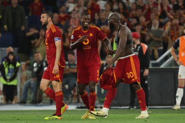 Roma, İtalya 19.05.2024: Roman Romelu Lukaku 1-0 gol attı ve İtalya Serisi A TIM 2023-2024 futbol karşılaşmasında Roma 'daki Olimpiyat Stadyumu' nda AS ROMA-GENOA Cricket ve Football Club karşılaşmasını takımla birlikte kutladı..