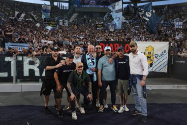 Roma, İtalya 26.05.2024: Sven Goran Erikson İtalyan Serisi A TIM 2023-2024 futbol karşılaşmasından önce Lazio taraftarlarını Roma 'daki Olimpiyat Stadyumu' nda karşıladı.