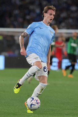 Roma, İtalya 26.05.2024: İtalyan Serisi A TIM 2023-2024 futbol karşılaşmasında Nicolo Rovella Roma 'daki Olimpiyat Stadyumu' nda SS LAZIO SASSUOLO 'ya karşı.