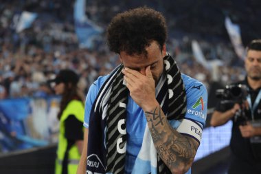 Roma, İtalya 26.05.2024: Lazio 'dan Felipe Anderson' ın son maçı, İtalya Serisi A TIM 2023-2024 futbol karşılaşması sonunda Roma Olimpiyat Stadyumu 'nda SS LAZIO - SASSUOLO.