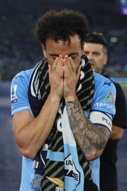 Roma, İtalya 26.05.2024: Lazio 'dan Felipe Anderson' ın son maçı, İtalya Serisi A TIM 2023-2024 futbol karşılaşması sonunda Roma Olimpiyat Stadyumu 'nda SS LAZIO - SASSUOLO.