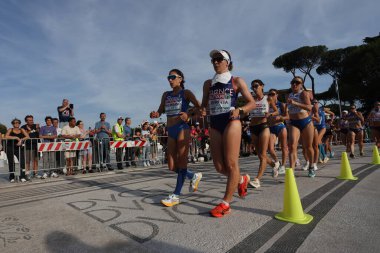 Roma, İtalya 7.06.2024: Palmisano, Beretta 20 km Yarış Walw Kadın Avrupa Atletizm Şampiyonası sırasında Roma Olimpiyat Stadyumu 'nda