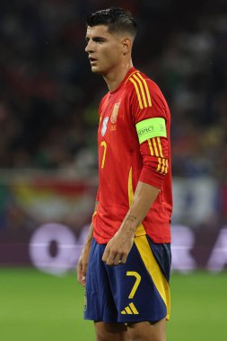 Gelsenkirchen, Almanya 20.06.2024: Gelsenkirchen 'deki Veltins Arena Stadyumu' nda İspanya ile İtalya arasında oynanan UEFA EURO 2024 grup B grup futbol maçı sırasında İspanyol Alvaro Morata.