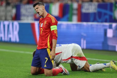 Gelsenkirchen, Almanya 20.06.2024: Gelsenkirchen 'deki Veltins Arena Stadyumu' nda İspanya ile İtalya arasında oynanan UEFA EURO 2024 grup B grup futbol maçı sırasında İspanyol Alvaro Morata.