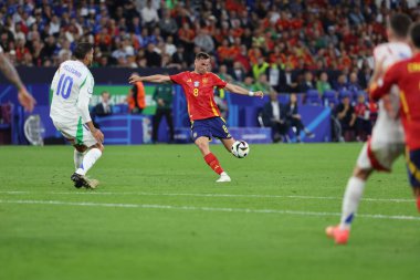 Gelsenkirchen, Almanya 20.06.2024: Gelsenkirchen 'deki Veltins Arena Stadyumu' nda İspanya ile İtalya arasında oynanan UEFA EURO 2024 grup B grup futbol maçı sırasında.