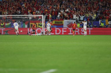 Gelsenkirchen, Almanya 20.06.2024: Gelsenkirchen 'deki Veltins Arena Stadyumu' nda İspanya ile İtalya arasında oynanan UEFA EURO 2024 grup B grup futbol maçı sırasında.