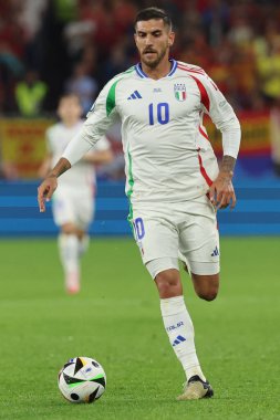 Gelsenkirchen, Almanya 20.06.2024: Gelsenkirchen 'deki Veltins Arena Stadyumu' nda İspanya ile İtalya arasında oynanan UEFA EURO 2024 grup B grup futbol maçı sırasında.
