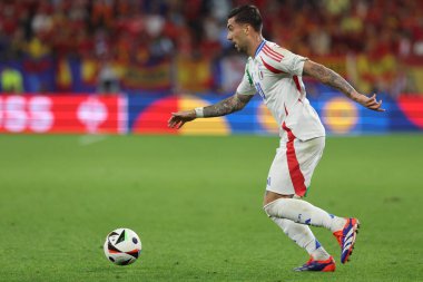 Gelsenkirchen, Almanya 20.06.2024: Gelsenkirchen 'deki Veltins Arena Stadyumu' nda İspanya ile İtalya arasında oynanan UEFA 2024 grup B futbol maçı sırasında İtalyan Mattia Zaccagni.