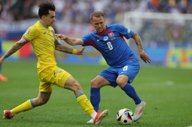 Düsseldorf, Almanya 21.06.2024: Dusseldorf 'taki Dsseldorf Arena' da Slovakya ile Ukrayna arasında oynanan E aşaması grup futbol maçı