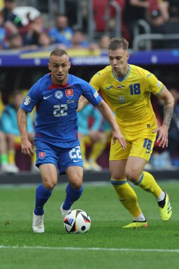 Düsseldorf, Almanya 21.06.2024: Dusseldorf 'taki Dsseldorf Arena' da Slovakya ile Ukrayna arasında oynanan E aşaması grup futbol maçı