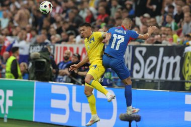 Düsseldorf, Almanya 21.06.2024: Dusseldorf 'taki Dsseldorf Arena' da Slovakya ile Ukrayna arasında oynanan E aşaması grup futbol maçı