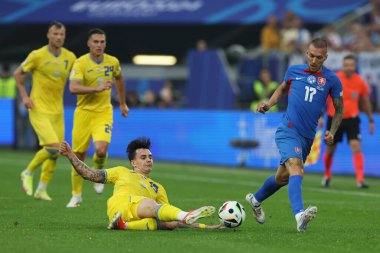 Düsseldorf, Almanya 21.06.2024: Dusseldorf 'taki Dsseldorf Arena' da Slovakya ile Ukrayna arasında oynanan E aşaması grup futbol maçı