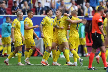 Düsseldorf, Almanya 21.06.2024: Dusseldorf 'taki Dsseldorf Arena' da Slovakya ile Ukrayna arasında oynanan E aşaması grup futbol maçı