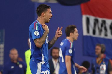 Leipzig, Almanya 24.06.2024: İtalyan Mattia Zaccagni 1-1 gol attı ve UEFA EURO 2024 Matchday 3, Hırvatistan ile İtalya arasında Leipzig Stadyumu 'nda oynanan B aşaması futbol maçını kutluyor.