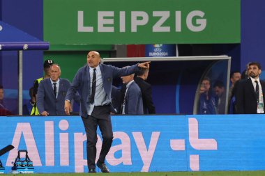 Leipzig, Almanya 24.06.2024: Luciano Spalletti teknik direktörü İtalya UEFA EURO 2024 Maçı sırasında, Hırvatistan ile İtalya arasında Leipzig Stadyumu 'nda oynanan B aşaması futbol karşılaşması..