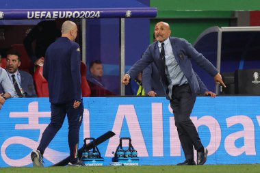Leipzig, Almanya 24.06.2024: Luciano Spalletti teknik direktörü İtalya UEFA EURO 2024 Maçı sırasında, Hırvatistan ile İtalya arasında Leipzig Stadyumu 'nda oynanan B aşaması futbol karşılaşması..