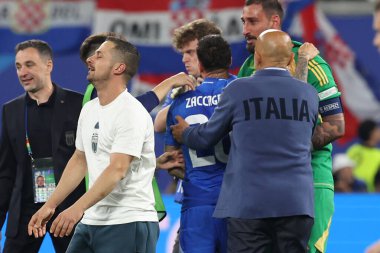 Leipzig, Almanya 24.06.2024: İtalyan Mattia Zaccagni, UEFA EURO 2024 Matchday 3, Hırvatistan ile İtalya arasında Leipzig Stadyumu 'nda oynanan B aşaması futbol karşılaşmasını kutluyor.