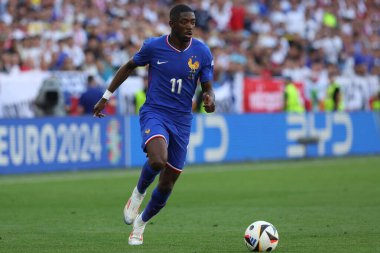 Dortmund, Almanya 25.06.2024: UEFA EURO 2024 maçında Fransız Ousmane Dembl, Fransa ile Polonya arasındaki D aşaması futbol maçı BVB Stadion Dortmund 'da