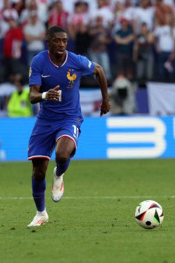 Dortmund, Almanya 25.06.2024: UEFA EURO 2024 maçında Fransız Ousmane Dembl, Fransa ile Polonya arasındaki D aşaması futbol maçı BVB Stadion Dortmund 'da