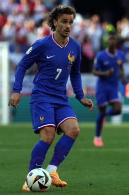 Dortmund, Almanya 25.06.2024: UEFA EURO 2024 maçında Fransız Antoine Griezmann, Fransa ile Polonya arasındaki D aşaması futbol maçı BVB Stadion Dortmund.