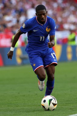 Dortmund, Almanya 25.06.2024: UEFA EURO 2024 maçında Fransız Ousmane Dembl, Fransa ile Polonya arasındaki D aşaması futbol maçı BVB Stadion Dortmund 'da
