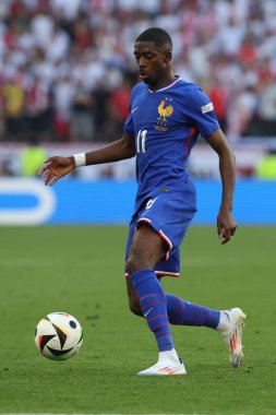 Dortmund, Almanya 25.06.2024: UEFA EURO 2024 maçında Fransız Ousmane Dembl, Fransa ile Polonya arasındaki D aşaması futbol maçı BVB Stadion Dortmund 'da