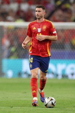 Münih, Almanya 09.07.2024: UEFA EURO 2024 yarı finalleri sırasında İspanya 'dan Aymeriç Laporte, İspanya' dan Fransa 'ya karşı Münih Futbol Federasyonu Allianz Arena