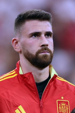 Münih, Almanya 09.07.2024: UEFA EURO 2024 yarı finalinde İspanya ile Fransa arasında Münih Futbol Federasyonu Allianz Arena maçında oynanan Unai Simon