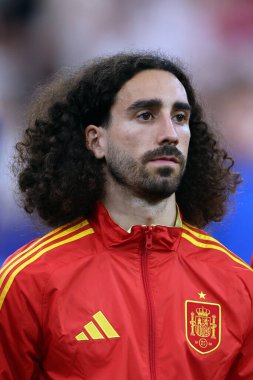Münih, Almanya 09.07.2024: İspanya 'dan Marc Cucurella UEFA 2024 yarı finallerinde, İspanya ile Fransa arasında Münih Futbol Federasyonu Allianz Arena' da oynanan futbol maçı