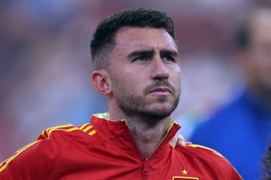 Münih, Almanya 09.07.2024: UEFA EURO 2024 yarı finallerinde Aymerc Laporte, İspanya ile Fransa arasında Münih Futbol Federasyonu Allianz Arena 'da oynanan futbol karşılaşması
