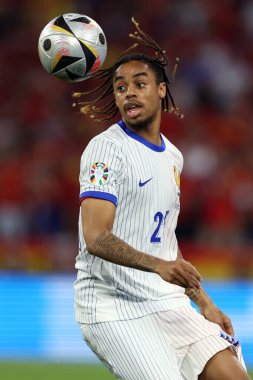 Münih, Almanya 09.07.2024: UEFA EURO 2024 yarı finallerinde Fransız Bradley Barcola, Münih Futbol Ligi 'nde İspanya ile Fransa arasında oynanan futbol karşılaşması