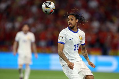 Münih, Almanya 09.07.2024: UEFA EURO 2024 yarı finallerinde Fransız Bradley Barcola, Münih Futbol Ligi 'nde İspanya ile Fransa arasında oynanan futbol karşılaşması