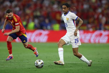 Münih, Almanya 09.07.2024: UEFA EURO 2024 yarı finallerinde Fransız Bradley Barcola, Münih Futbol Ligi 'nde İspanya ile Fransa arasında oynanan futbol karşılaşması