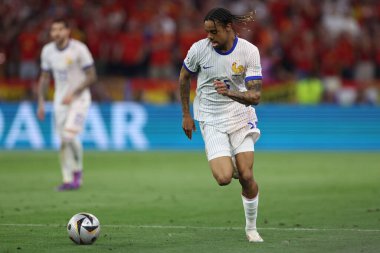 Münih, Almanya 09.07.2024: UEFA EURO 2024 yarı finallerinde Fransız Bradley Barcola, Münih Futbol Ligi 'nde İspanya ile Fransa arasında oynanan futbol karşılaşması