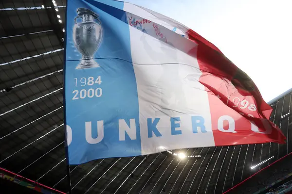 stock image Munich , Germany 09.07.2024: France flag waving during the UEFA EURO 2024 semi-finals, football match between Spain vs France at Munich Football Allianz Arena