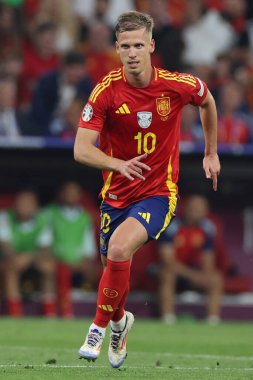 Münih, Almanya 09.07.2024: İspanya 'dan Dani Olmo UEFA EURO 2024 yarı finallerinde, İspanya ile Fransa arasında Münih Futbol Federasyonu Allianz Arena' da oynanan futbol karşılaşması