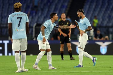 Roma, İtalya 18.08.2024: Lazio 'lu Taty Castellanos 18 Ağustos 2024' te Roma 'daki Stadio Olimpico' da oynanan SS Lazio-Venezia maçında golü attı ve İtalya futbol şampiyonası Serie A Enilive 2025 maçında takımla birlikte kutladı..