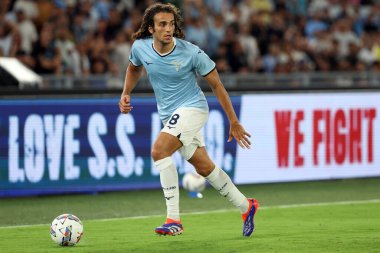 Roma, İtalya 18.08.2024: İtalyan futbolcu Matteo Guendouzi Serie A Enilive 2024-2025 karşılaşmasında 18 Ağustos 2024 'te Roma' daki Stadio Olimpico 'da SS Lazio ile Venezia FC karşılaşacak..