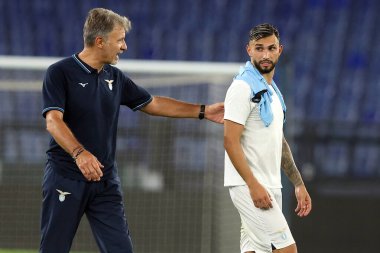 Roma, İtalya 18.08.2024: Lazio takımından Taty Castellanos, İtalya futbol şampiyonası Serie A Enilive 2024-2025 karşılaşmasında Marco Baroni teknik direktörü Lazio 'yu karşıladı..
