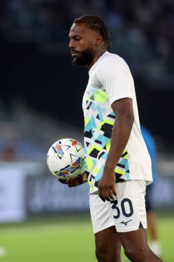 Roma, İtalya 18.08.2024: Lazio 'lu Nuno Tavares İtalyan futbol şampiyonası Serie A Enilive 2024-2025 karşılaşmasından önce 18 Ağustos 2024' te Roma 'daki Stadio Olimpico' da SS Lazio-Venezia FC karşılaşmasında ısındı..